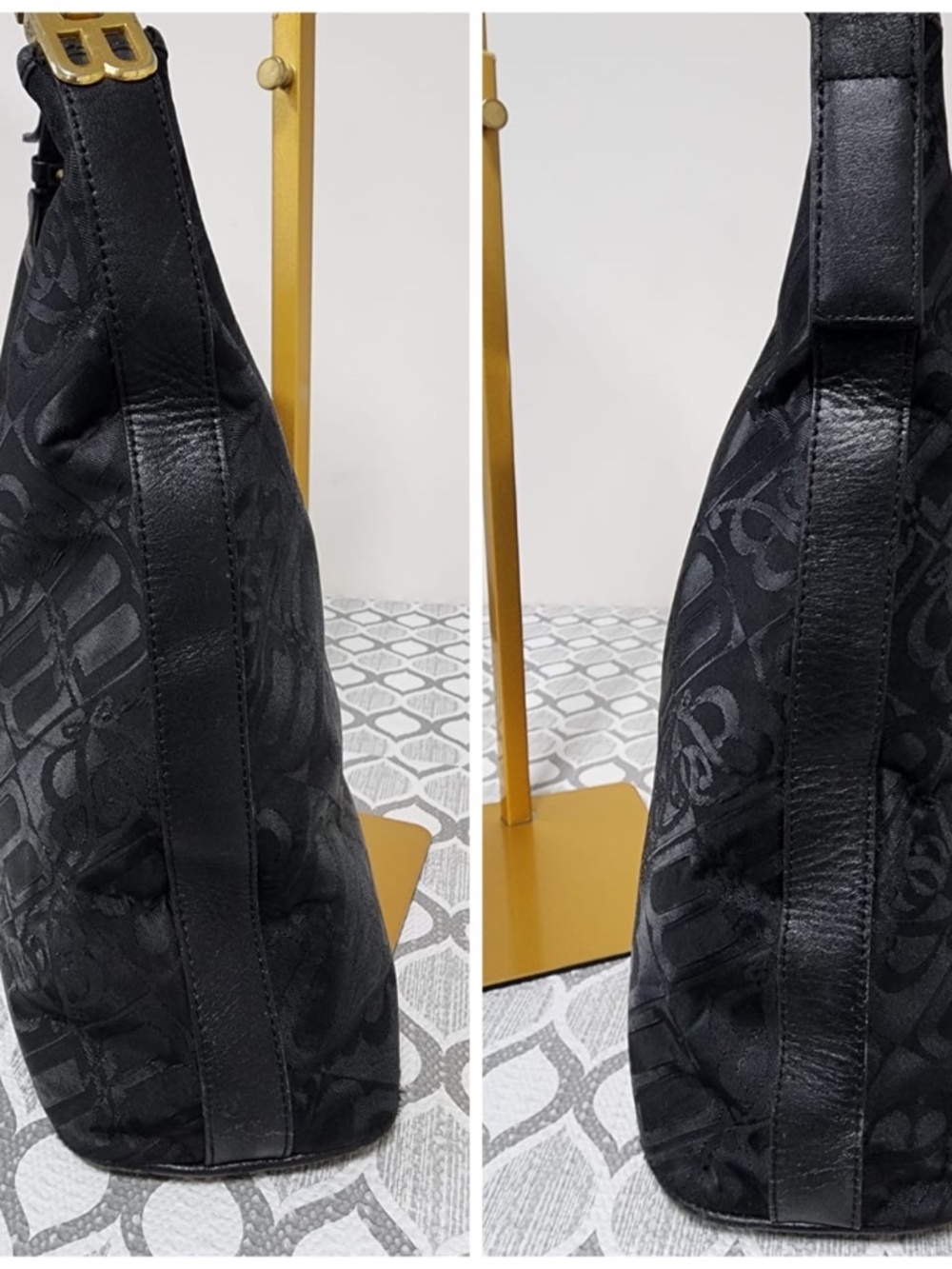 Authentic Balenciaga Vintage Monogram Shoulder Bag Black - Picture 5 of 11
